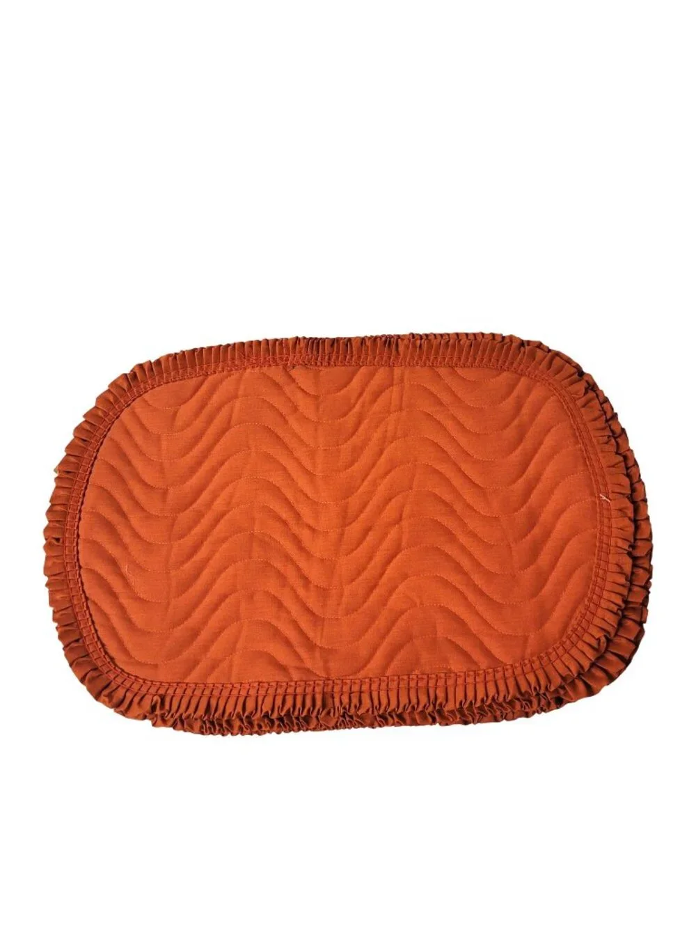 Placemats 12 Town & Country Vintage Quilted Orange Ruffled Placemats New & Used